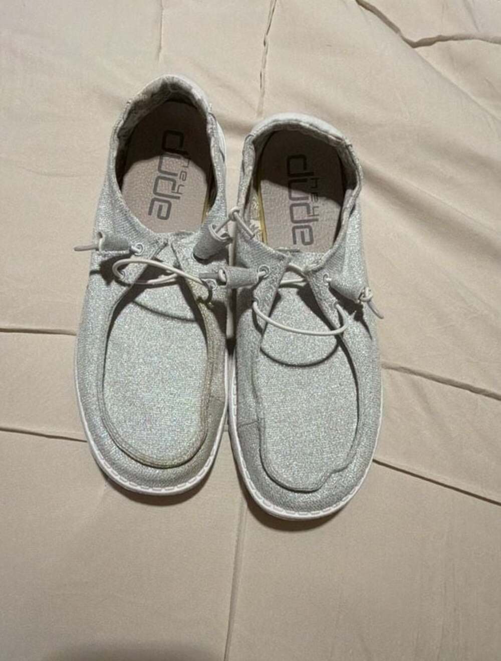 Hey Dude Women's Wendy Stretch Sparkling White Shoes Size 10